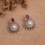Crimson Pearl Silver Studs