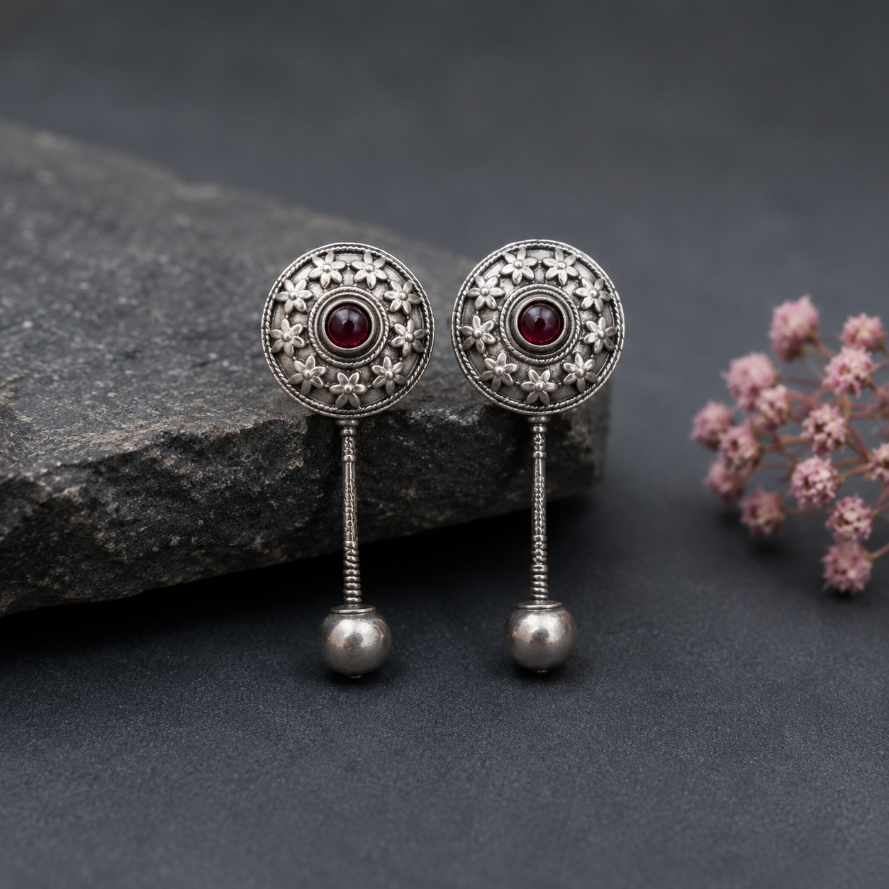 Floral Medallion Earrings-1 Floral Medallion Earrings - Image 1