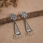 Floral Triangle Drop Earrings - Image 2